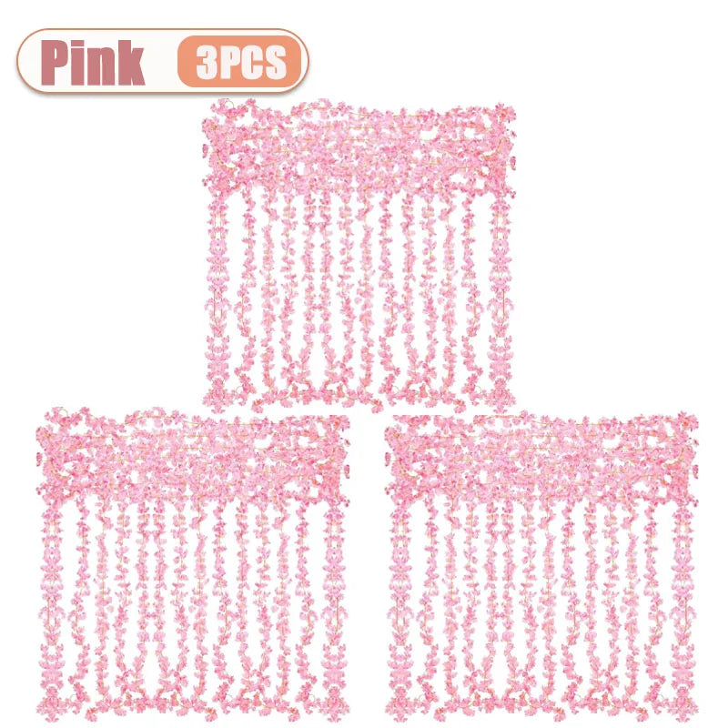 guirlande fleurs artificielles rose clair decoration murale exterieure maison romantique 180cm fête anniversaire