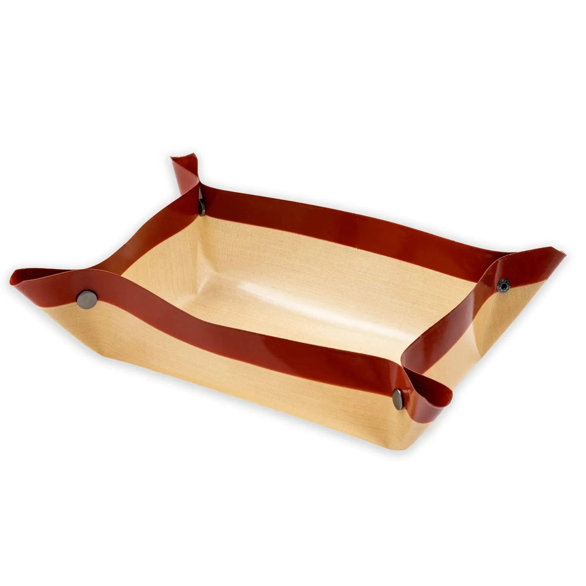 tapis cuisson silicone antiadhésive respectueux environnement beige marron texture tissée clips métalliques moderne cuisine