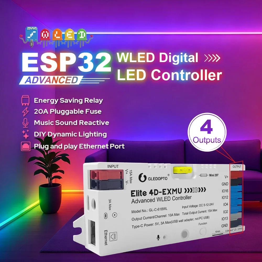 contrôleur led numérique sans fil 360w rgbic ws2811 ws2812 moderne technologique