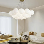 suspension lumineuse moderne blanc texture tissée boules verre fixation flux lumineux 2000 82000