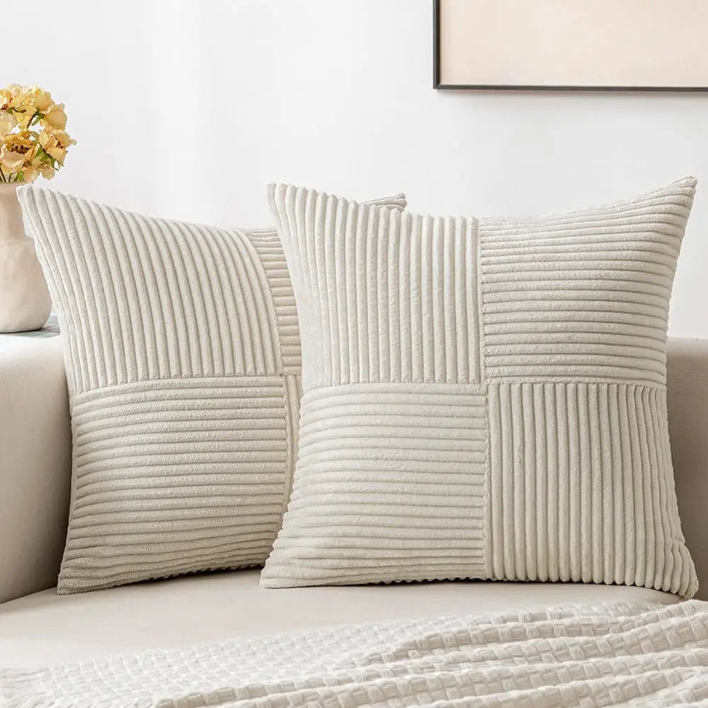 housses coussin polyester coton rayures moderne noir zip lit