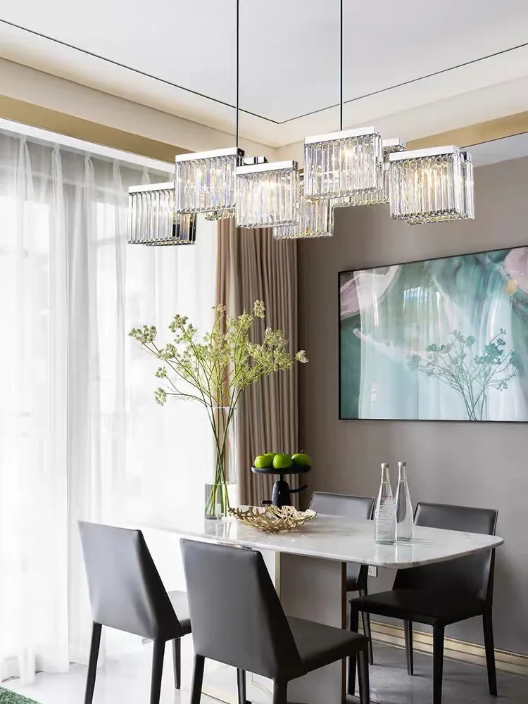 lampe suspendue moderne transparente chrome facettes 4200K 3000K 6500K 90260V 200082000lm