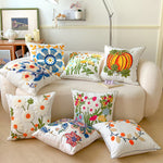 taies d'oreiller brodées motifs floraux coton polyester 45x45cm couleurs variées décoration intérieure coussins décoratifs