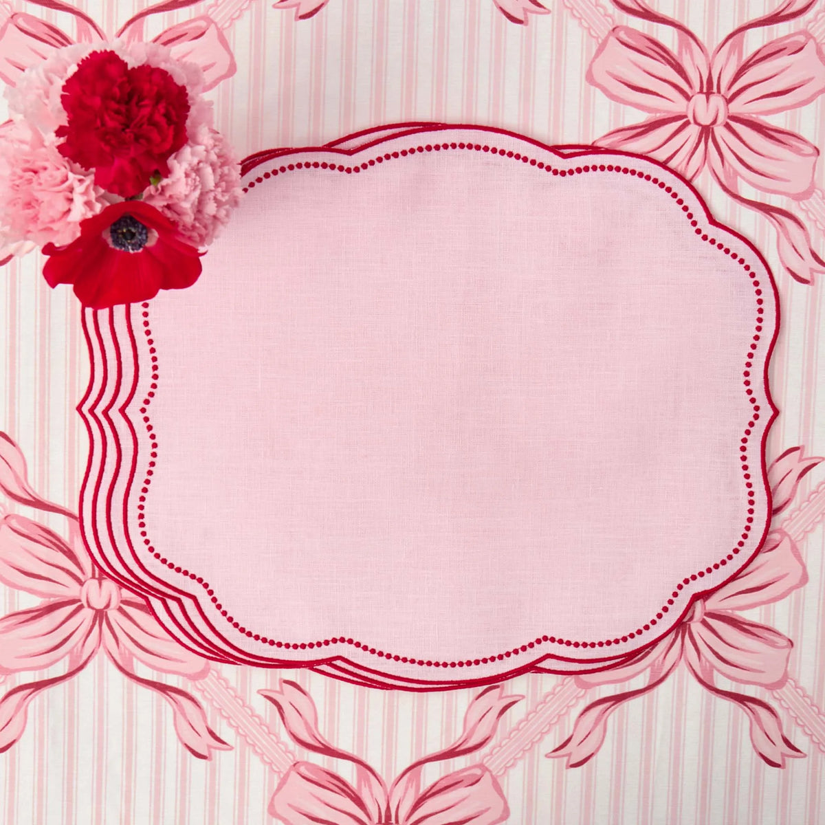 ensemble sets table coton lin fleurs bordure dentelée vintage décoration table