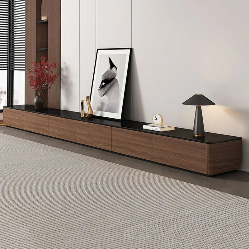 meuble tv bois massif noir moderne tiroirs rangement salon bois foncé
