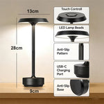 lampe table led rechargeable tactile moderne or noir sans fil chambre coucher