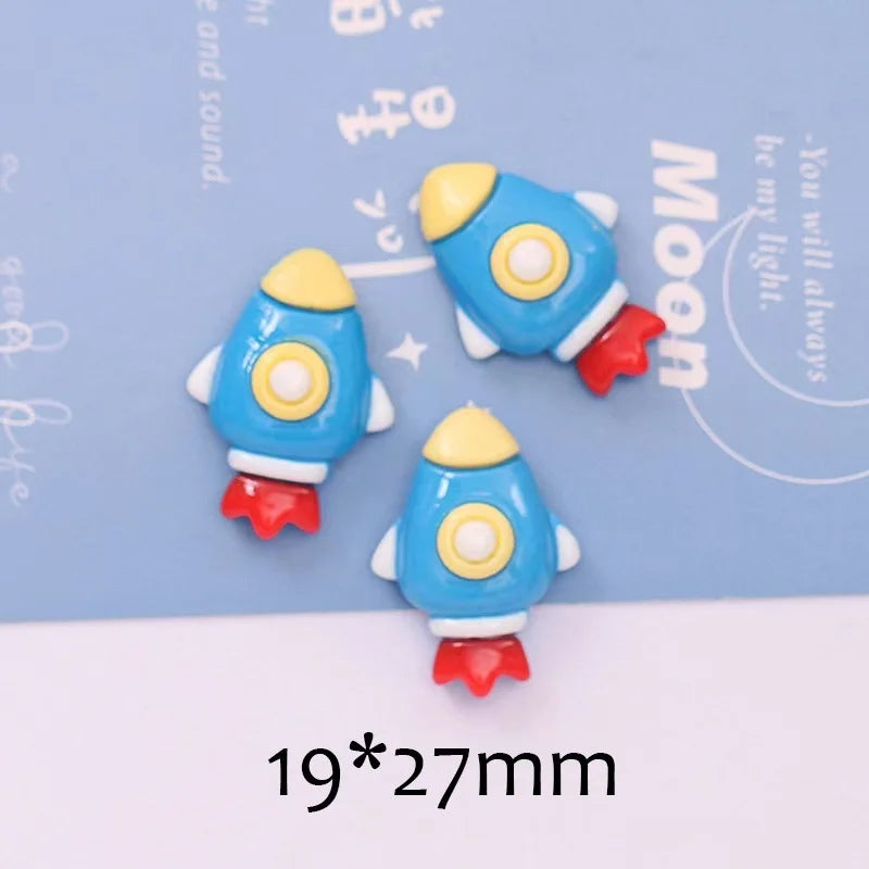 aimants décoratifs résine astronautes vaisseaux spatiaux cartoon vert rose bleu jaune blanc