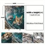 rideau douche moderne humoristique motif requin chat vague polyester opaque ensembles tailles variées