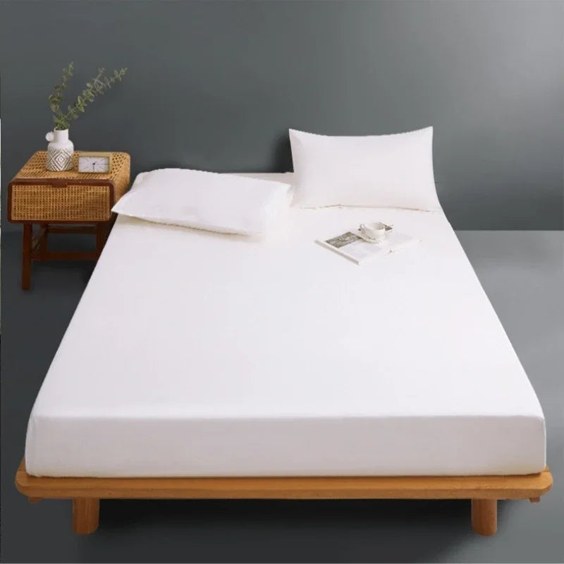 housses lit imperméables drap housse 100 polyester blanc unis modernes adultes king 160x200cm