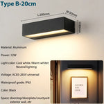 applique murale led moderne aluminium ip65 noir blanc 20cm 30cm 50cm