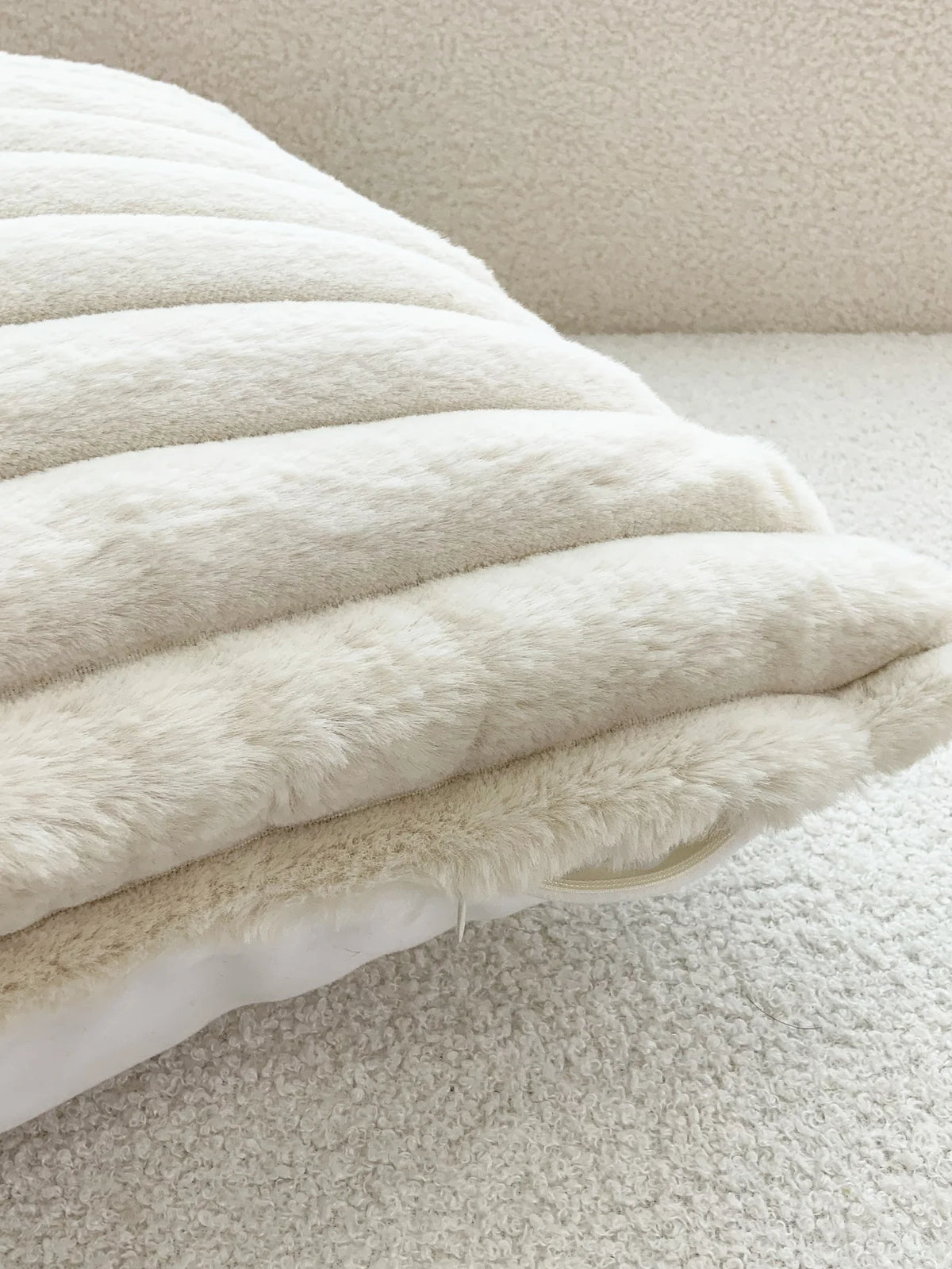 taies d'oreiller décoratives moderne rayées 30x50cm 45x45cm polyester beige clair coussins maison simple fixations