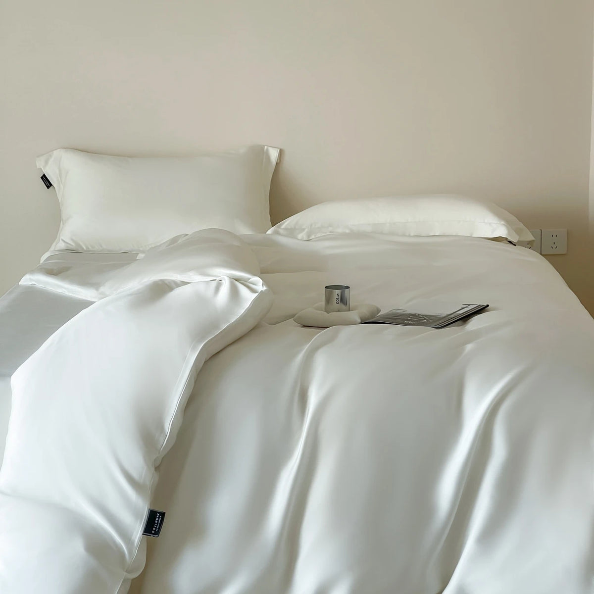 housse couette lyocell 100% 220x240cm douce blanche literie luxe minimaliste maison