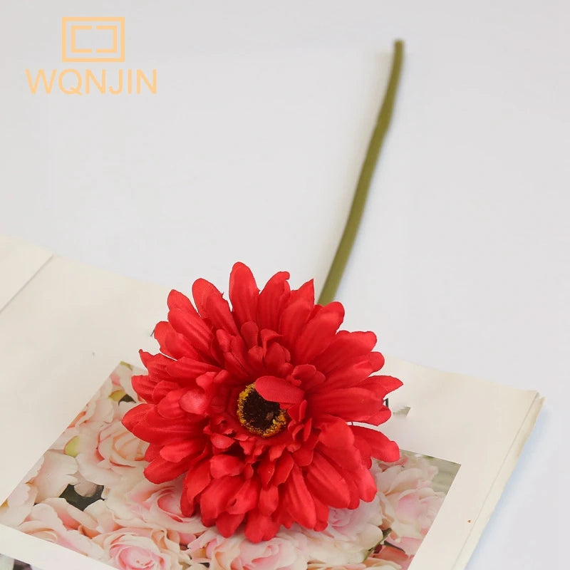 bouquet fleurs artificielles gerbera rouge rose jaune blanc modernes decoration mariage anniversaireintérieur