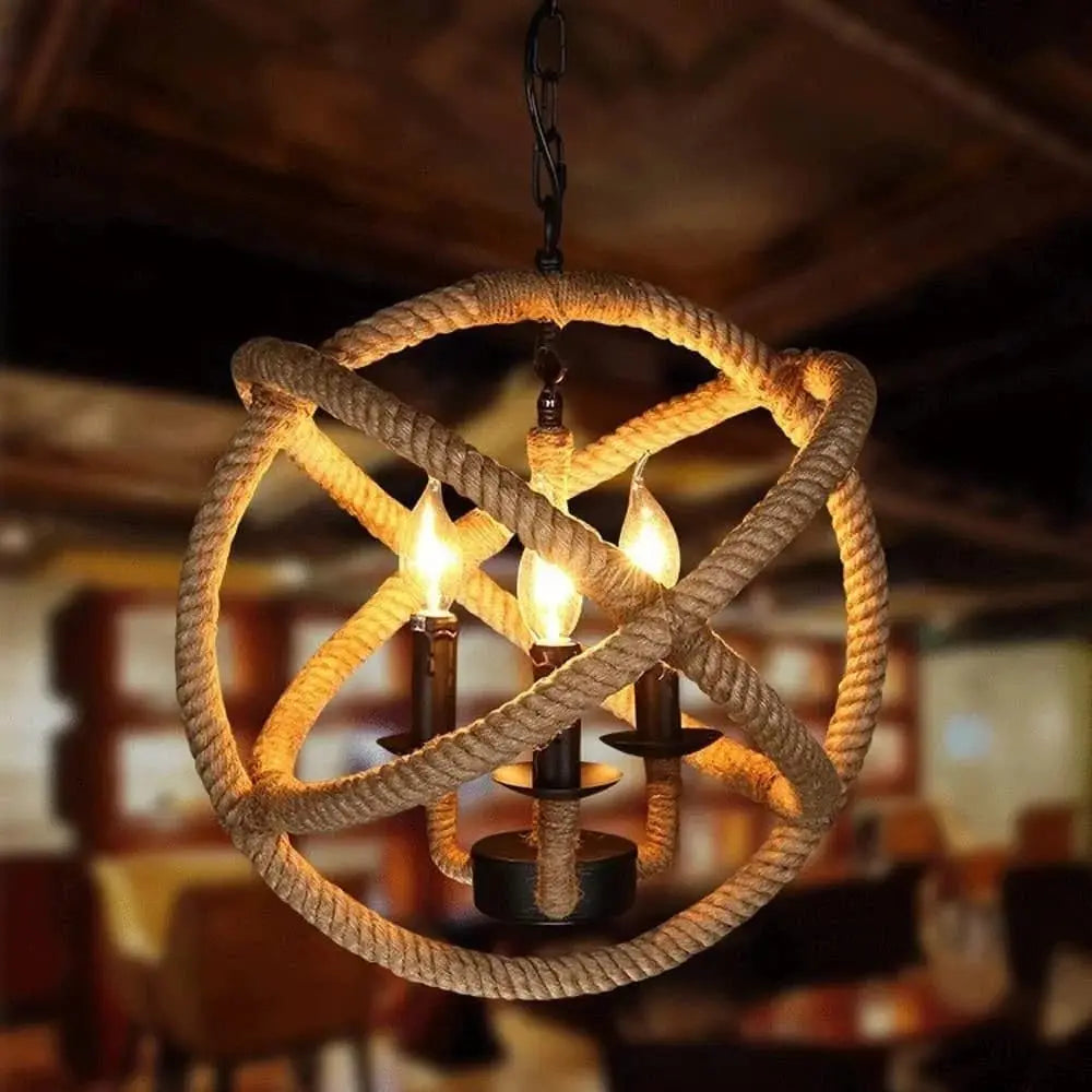 pendant luminaire suspendu industriel rustique 35cm 40cm corde tressée métal noir beige