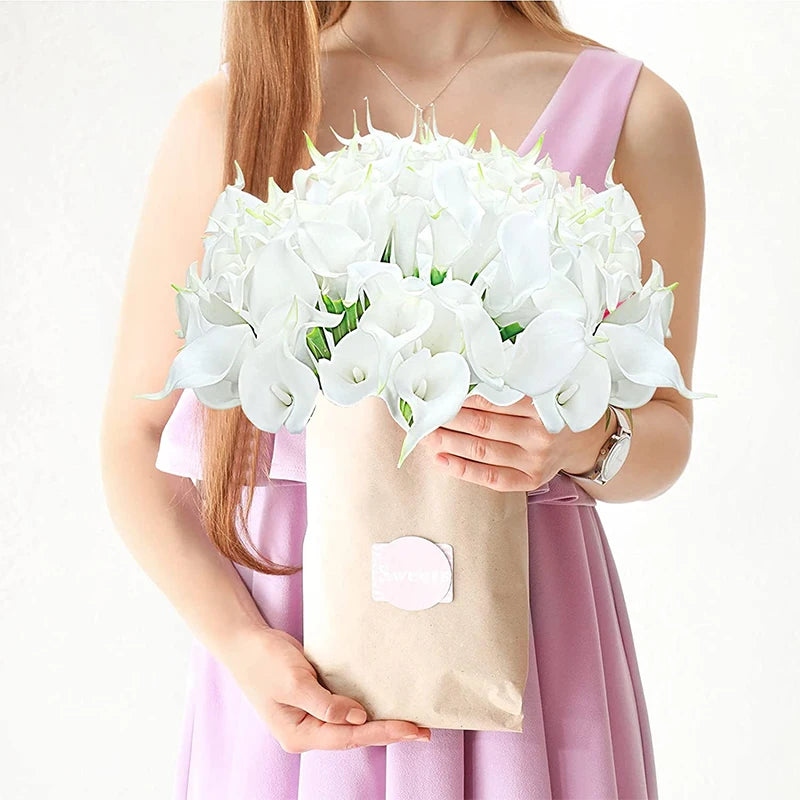 bouquet fleurs artificielles calla blanches vase décoration mariage fête maison