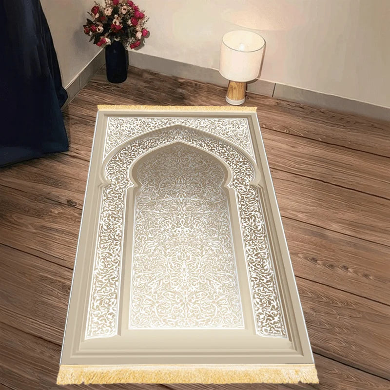 tapis prière islamique moderne motifs floraux géométriques résistant décoloration usage extérieur plage camping voyage