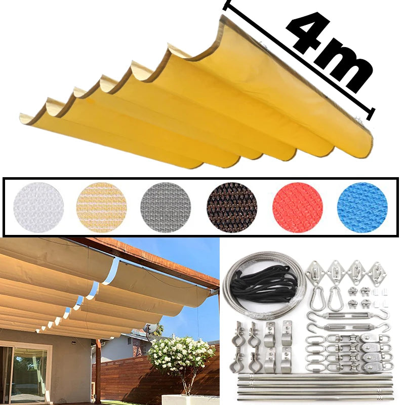 Voile d'ombrage rétractable 4m étanche pour pergola