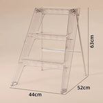 trois marches plastique transparent moderne minimaliste pieds métalliques porte ouverte poids 150kg