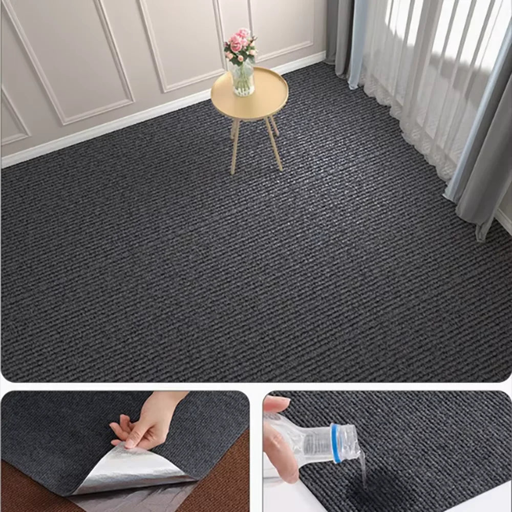 tapis rayures horizontales texture tridimensionnelle 40cm 300cm gris foncé gris clair moderne minimaliste adhésif
