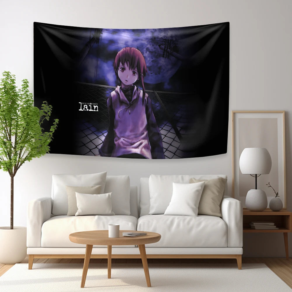 tapisserie murale anime décor chambre salon tissu artistique violet rose moderne grande décoration intérieure