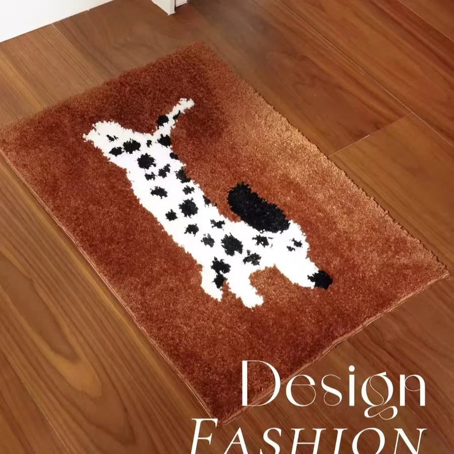 tapis bain antidérapant peluche motif chien chat décoratif doux salle bain maison