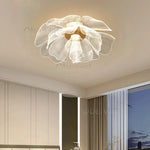 plafonnier led doré floral moderne lumière dimmable blanc beige