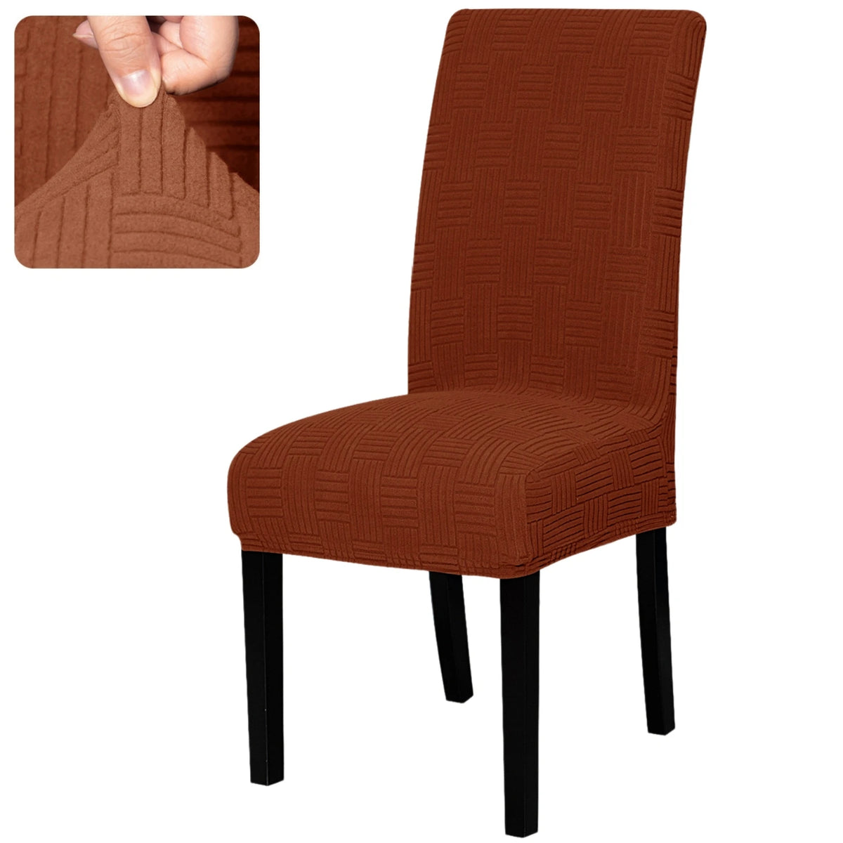 housses chaise marron rayures diagonales moderne elasthanne polyester 45 60cm 35 48cm 10cm