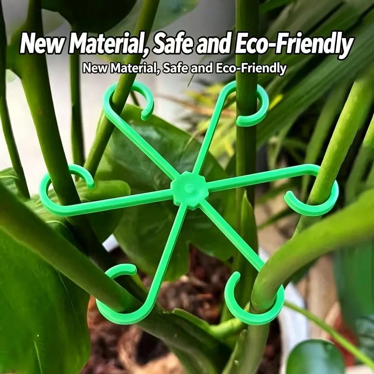supports plantes intérieures modernes clips boucles tiges fleurs pot céramique terreau textures granuleuses minimalistes