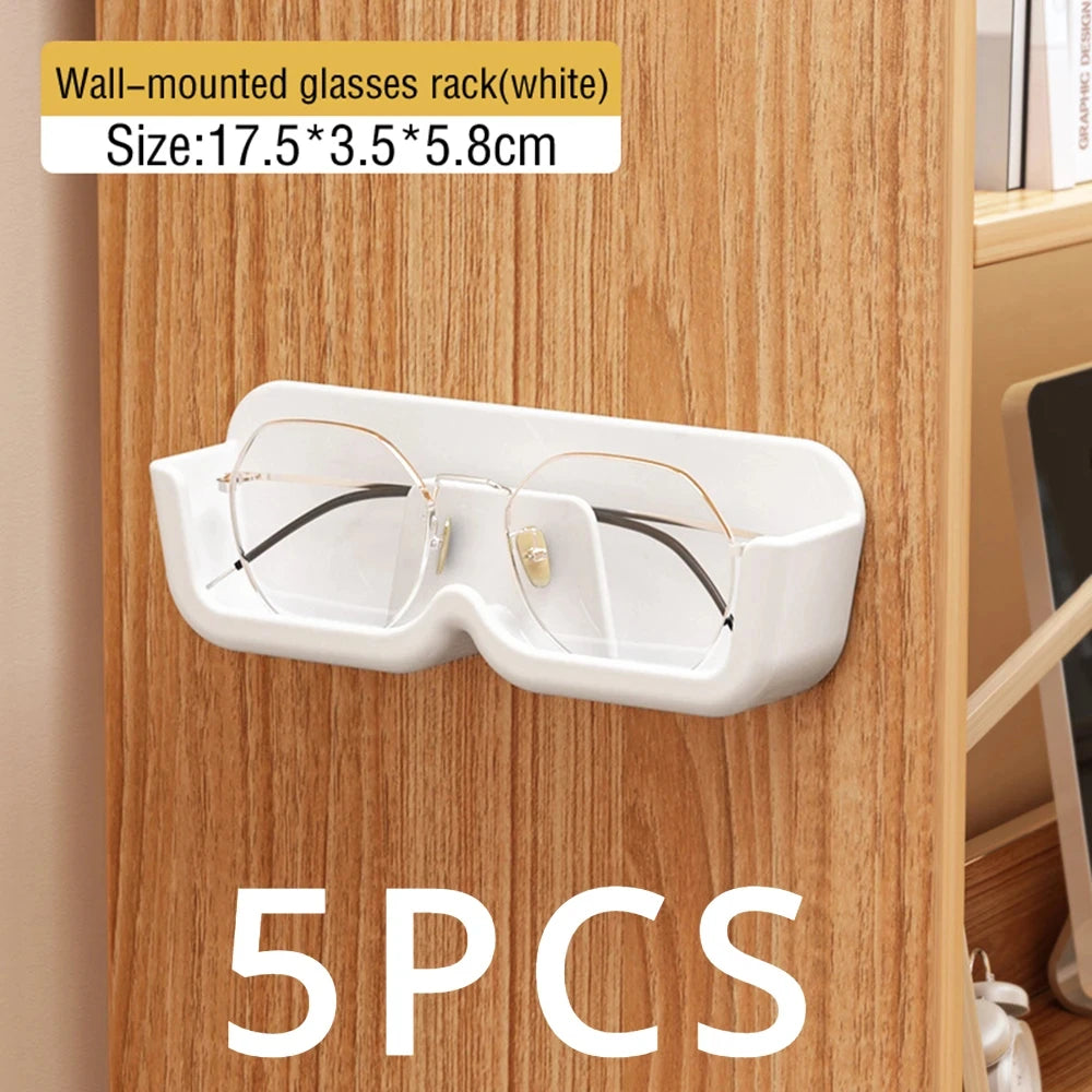 porte lunettes mural blanc gris transparent adhésif moderne minimaliste rangement plastique respectueux environnement