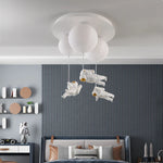 suspension lumineuse moderne astronautes lune blanc doré acrylique métal toucher interrupteur led 18cm 20cm
