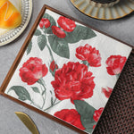 serviettes papier motif floral couleurs vives blanc bleu rouge jaune vert rose classique romantique