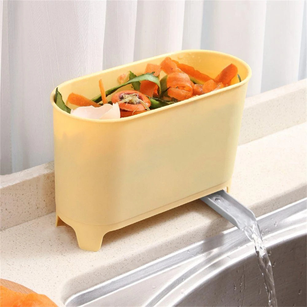 bac déchets moderne blanc jaune respectueux environnement tringle fixée cuillères fourchettes baguettes