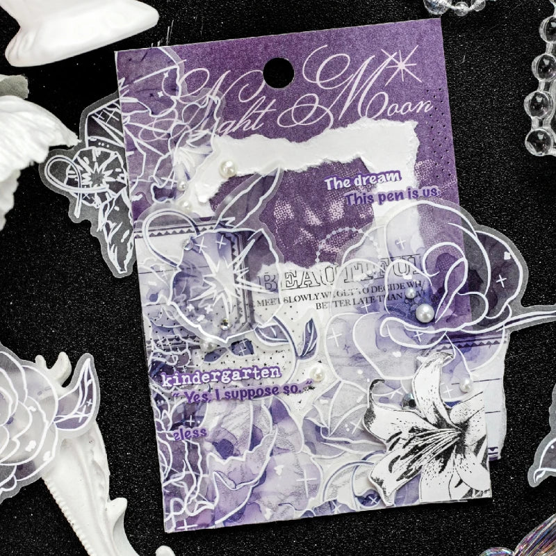 autocollants semi transparents fleurs lys marguerites pivoines romantiques scrapbooking diy journal téléphone