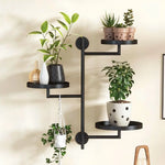 étagère murale moderne noire plateaux métal fixations inclusesintérieur balcon jardin