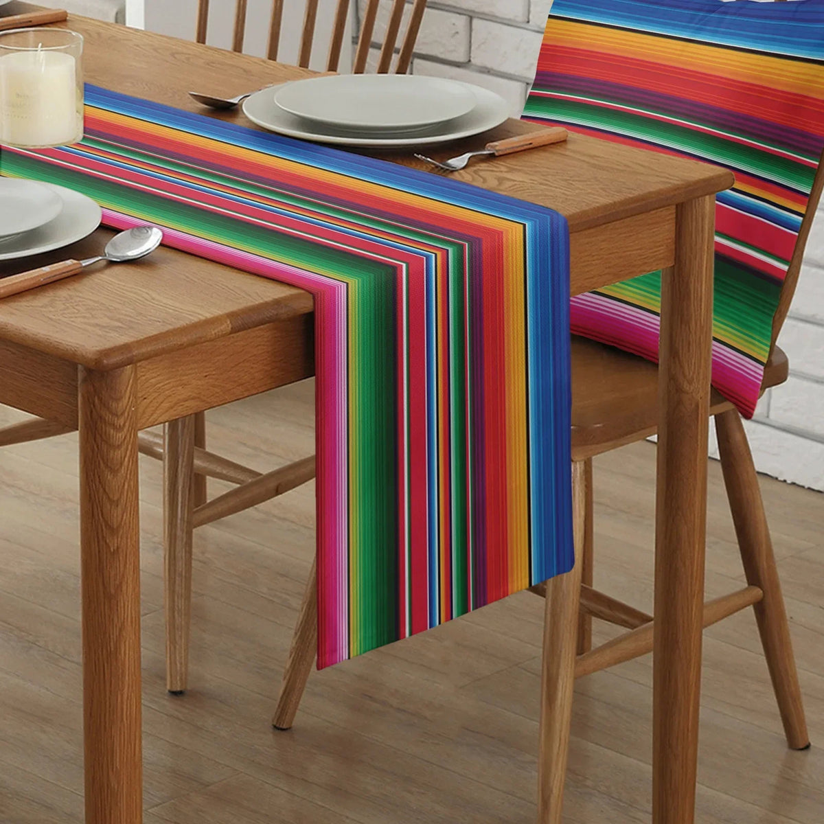 table chemin table lin multicolore rayures jour morts moderne festive