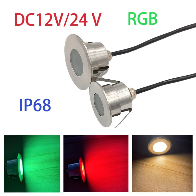 Spot LED extérieur IP68 étanche 12V 24V argent noir adhésif moderne