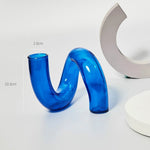 bougeoir moderne verre bleu cobalt texture ondulée décoration intérieure vase support blanc bougie blanche