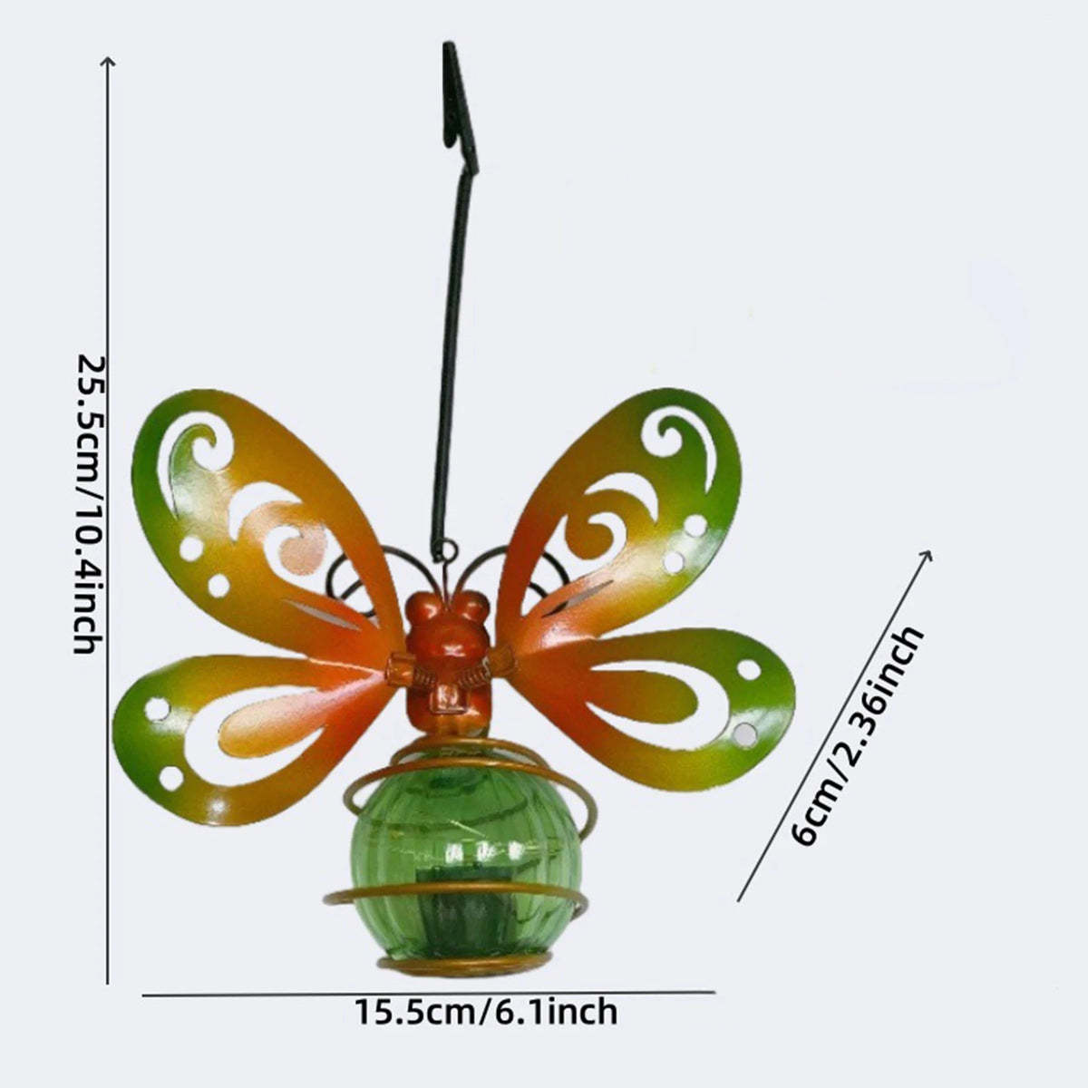 lumière solaire suspendue insectes métal verre violet rouge orange jaune verte moderne créativeextérieur patio