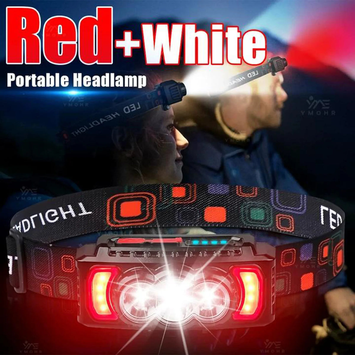 lampe frontale portable led rechargeable usb camping randonnée fishing clip