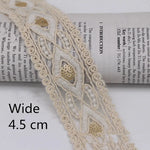 ruban dentelle ornements floraux sequins dorés beige clair classique élégant 4.5cm polyester
