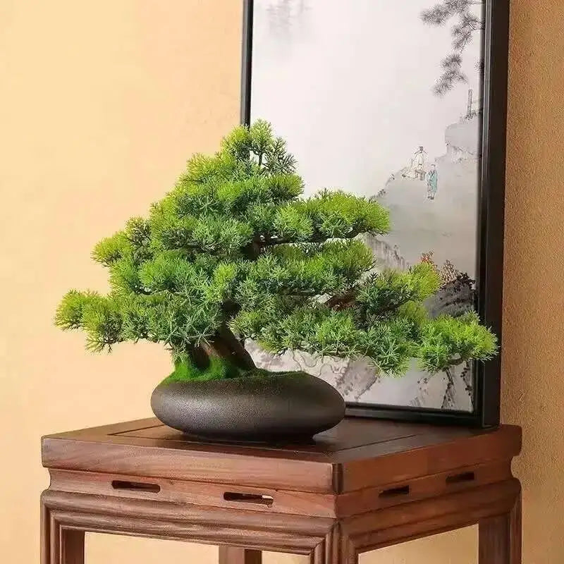 arbre bonsaï artificiel plante décorative résine pot noir mousse verte intérieur jardin maison salon