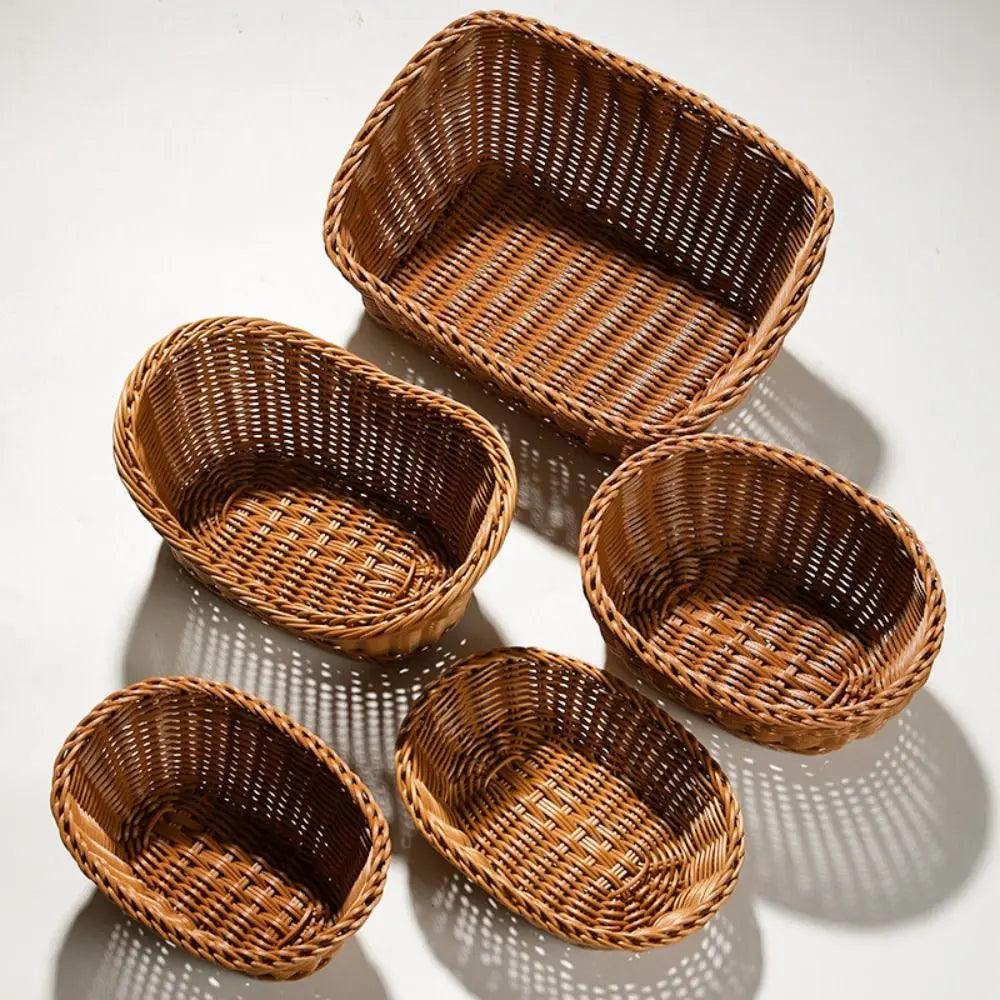 paniers osier marron clair tressage traditionnel poignées cuir noir rangement cuisine respectueux environnement