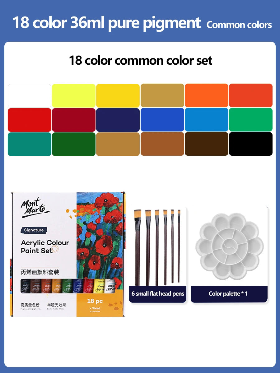 Peinture acrylique kit 24 couleurs palette pinceaux medium auto apprentissage pratique