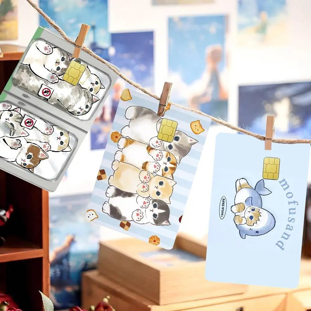 sticker carte crédit dessin animé chats biscuits mofusand waterproo