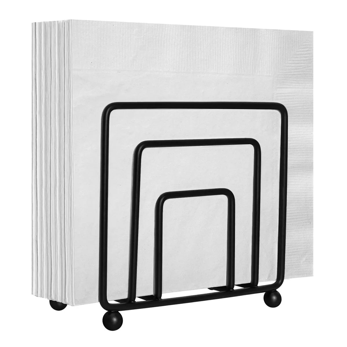 support serviettes moderne minimaliste métal noir grands serviettes blanches réutilisable tableporte serviettes