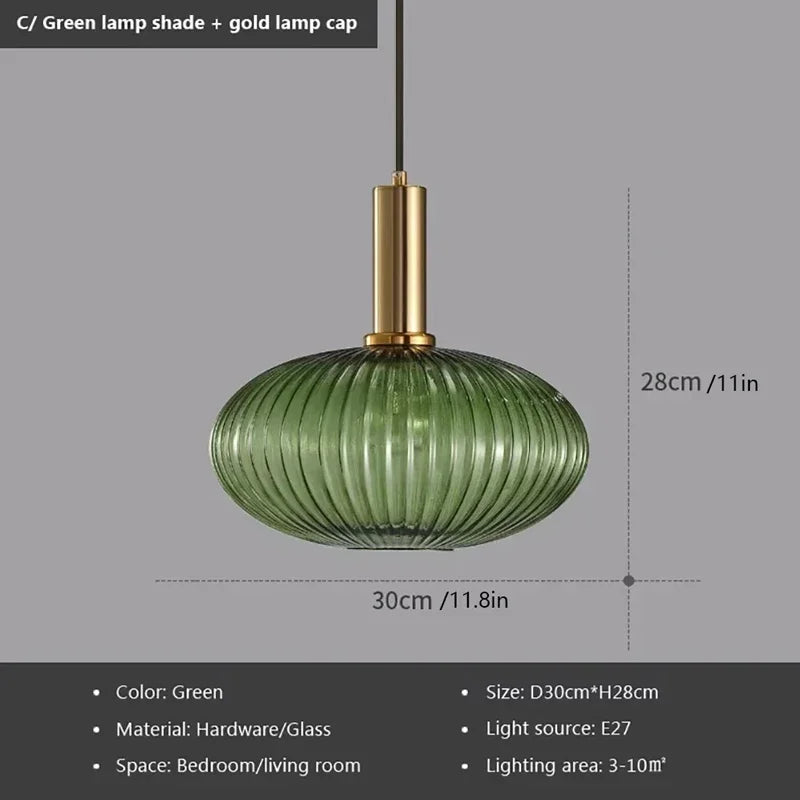 suspension lumineuse moderne vert gris doré rayures verticales opacité câble noir salon chambre étude