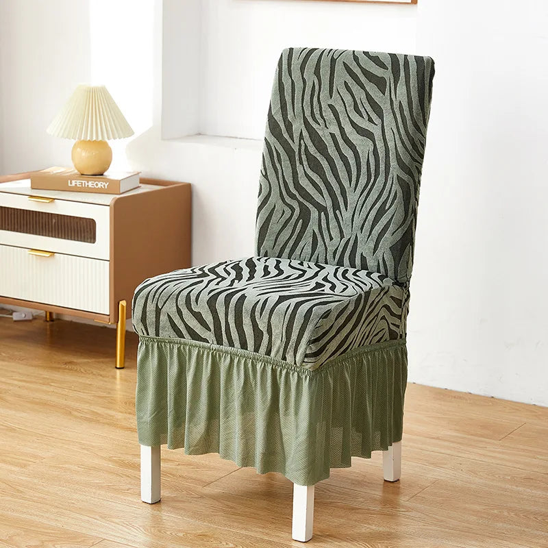 housse chaise moderne imprimé feuilles élastique décoration salon salle manger maison