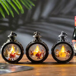 lanterne noël santa claus renne verre translucide vintage décoration fenêtre ambiance noire blanche