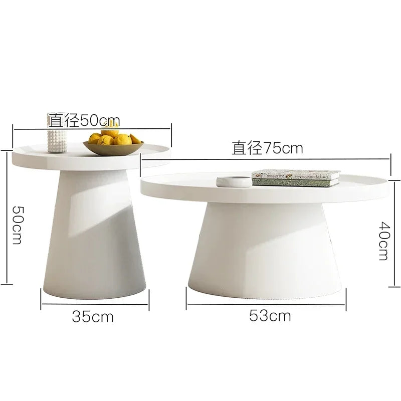 table basse moderne minimaliste ronde fer noir blanc salon maison