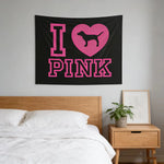 tapisserie murale graphique moderne noir rose coeurs chiens pink tissu polyestère imprimémodifiable